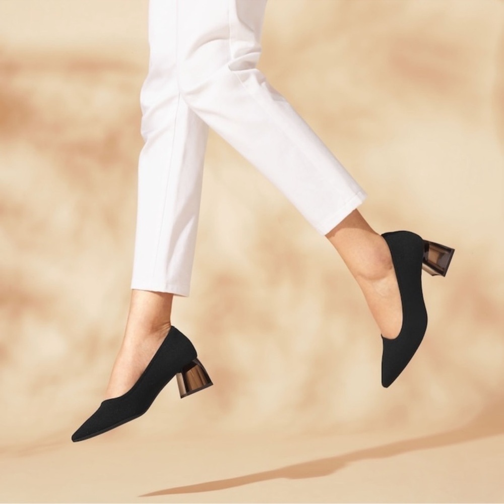 Vivaia Pointed-Toe Block Heels (Aria Block Heel) in Black 41.5/10